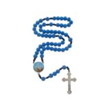 Terço de Nossa Senhora de Fátima com Contas Aveludadas - Azul Claro