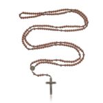 Rosário com Medalha de São Bento e Contas Pérola - Marrom